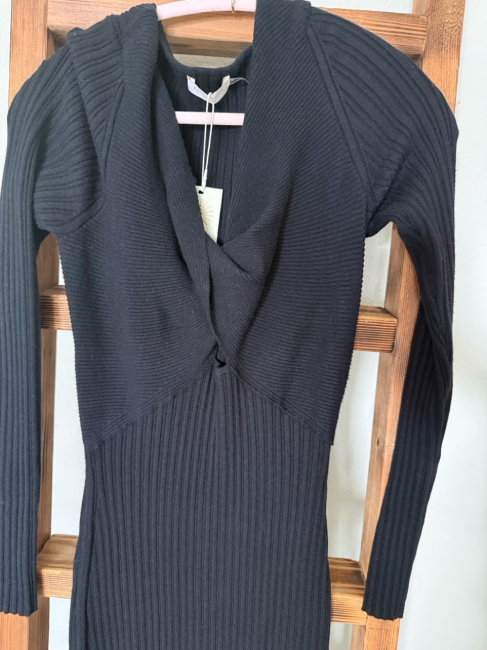 Ramy Brook Black Ribbed Cutout Long-Sleeve Midi Dress - Picture 7 of 7